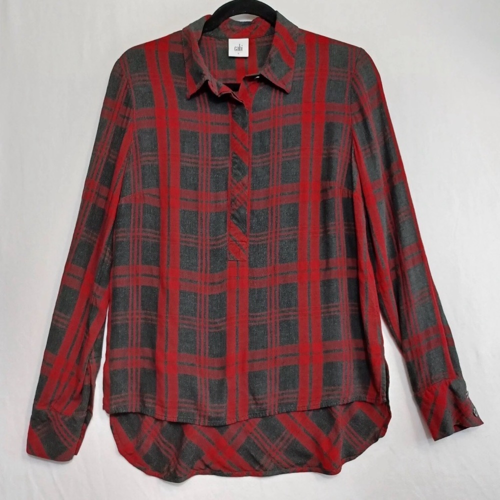 Cabi Plaid Button-Up Shirt soft cozy light weight everyday basic cowgirl top
